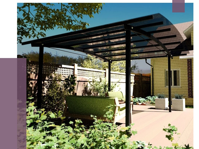 Навесы для террасы в Кондопоге от 12944 руб. под ключ | ПРОЛЁТ-Кнп