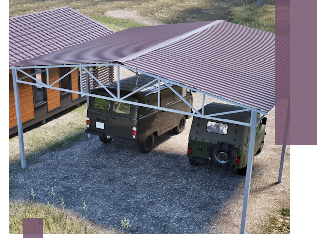 Двускатные навесы под ключ в Кондопоге — изготовление и монтаж